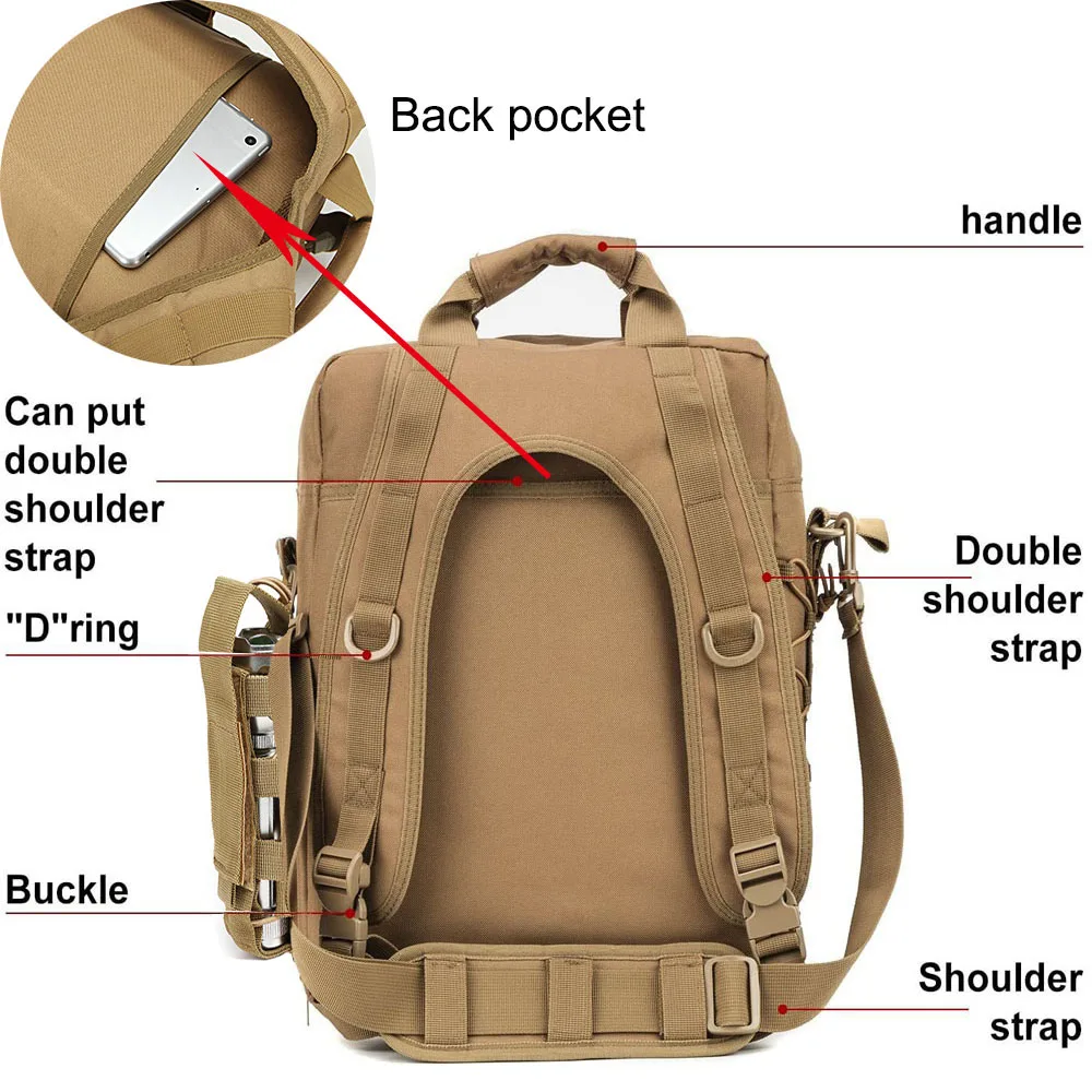 Tactical Military Outdoor 14'' Laptop Backpack Men's Molle Hunting Waterproof Hiking Camping Tablet Shoulder Travel Bottle Bag |