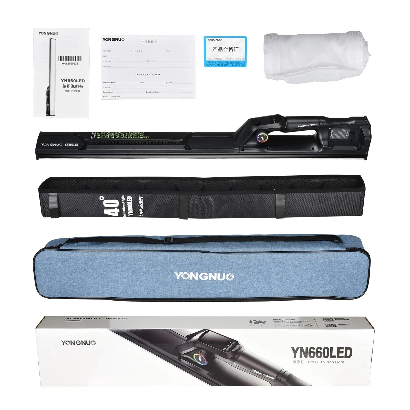 YONGNUO YN660LED Handheld LED Video Light Touch Adjusting Bi-color 2000-9900k RGB Color Remote Control New Product Lamp Lighting - купить по