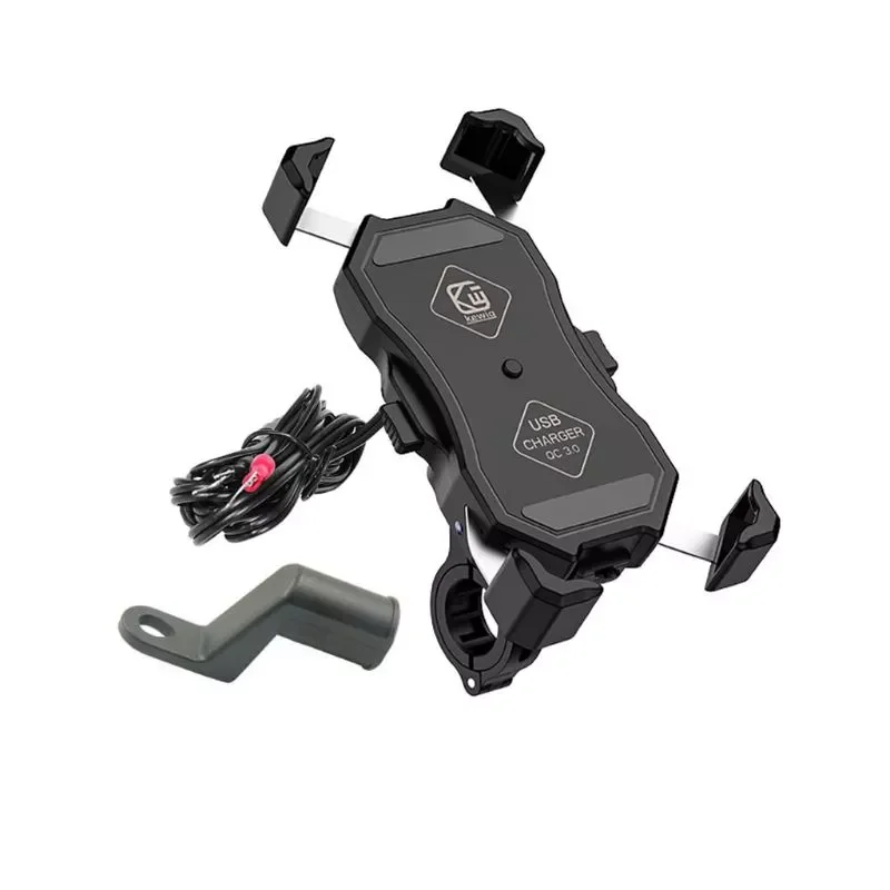 

Waterproof Motorcycle Cell Phone Holder 360° Motorbike Handlebar Mirror Phone Stand with QC 3.0 USB Charger Socket Mount for iPh