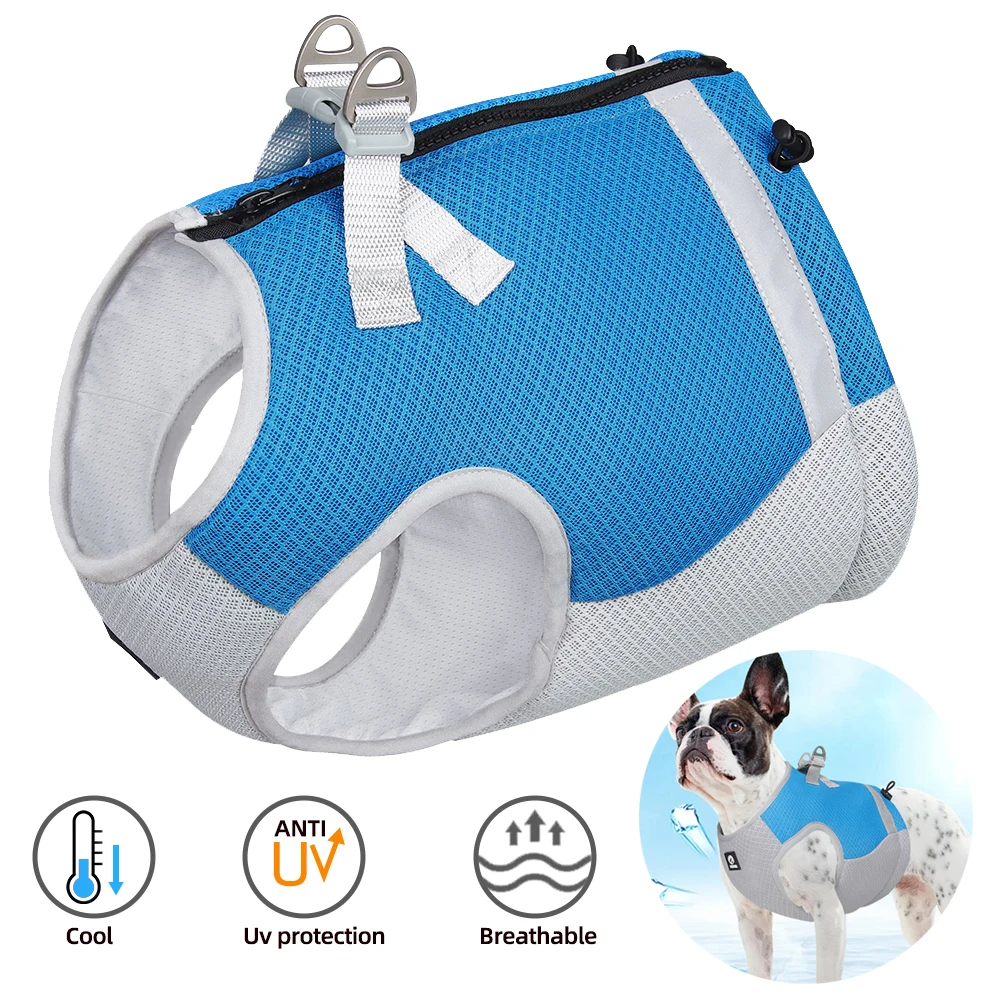 

Pet Dog Summer Cooling Vest Harness For Small Medium Dogs Travel Hiking Reflective Adjustable Uv Protection Pug Cooler Clothes