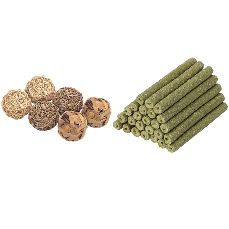

Игрушка для животных 6 шт., игрушки для жевания домашних животных и 40 шт. натуральных смешанных травяных палочек, жевательные игрушки для шин...