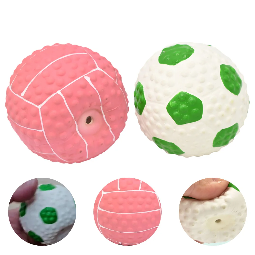 

2 Pcs Toy Ball Soccer Squeaky Balls Dog Teething Training Supple Toys Emulsion Portable Latex Accessories for dogs