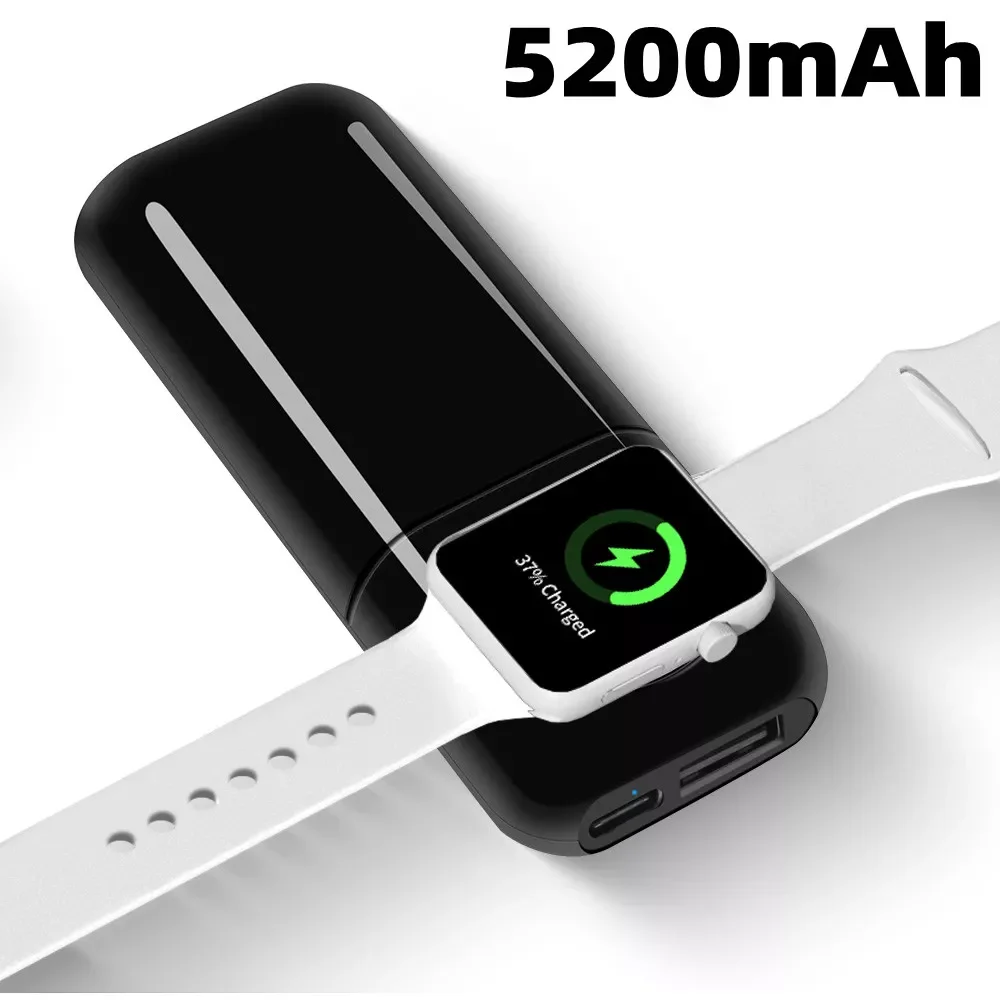 

Power Bank for iWatch Portable Power Station 5200mAh Spare External Battery Piggy Bank Powerbank Wireless Charger Energy Banks