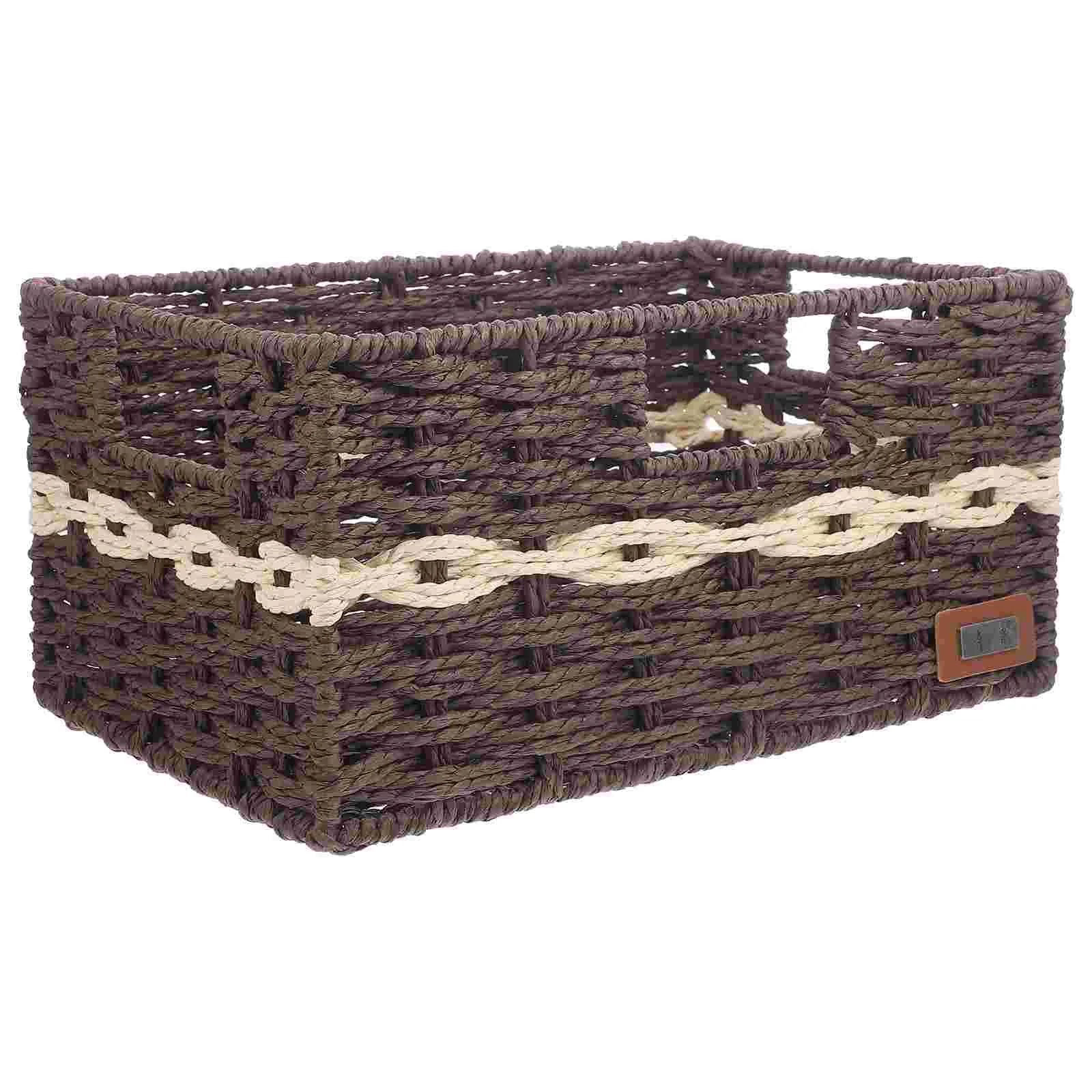 

Straw Storage Basket Gift Hamper Multipurpose Liner Desktop Organizer Shelf Woven Sundries Iron Handle Gifts Baskets