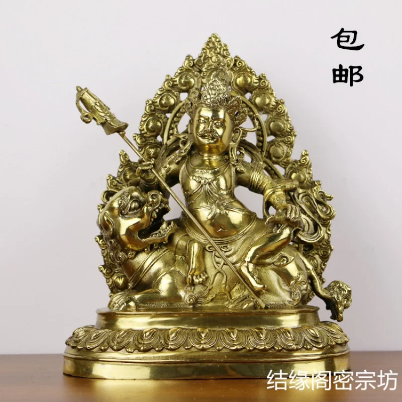 

7-Inch Pure Copper God of Treasure Statue Tantra Yellow God of Wealth Buddha Statue Crafts Multi-Smell King Bishamon Protection