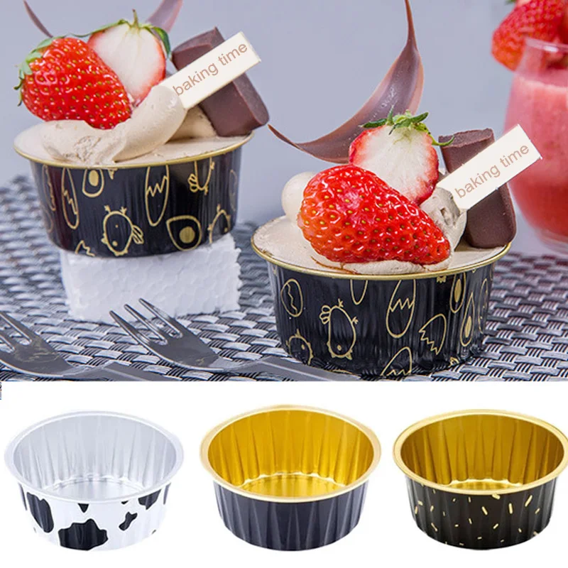 

10Pcs 125ml Aluminum Foil Baking Cups Muffin Cupcake Dessert Cup with Lids Creme Brulee Cake Egg Tools Pastry Wrappers Case
