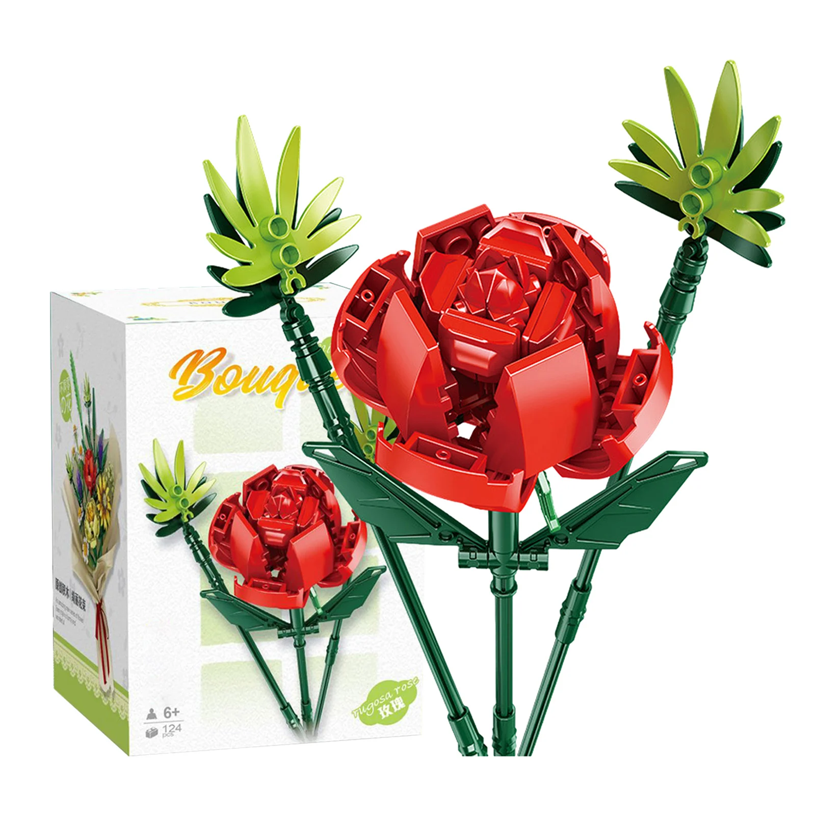 

Flower Bouquet Building Kit Safe Durable DIY Building Blocks Set Odorless Bright Flower Bouquet Stacking Blocks Toy Gift For New