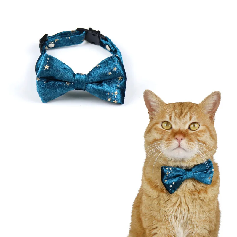 Бархатный ошейник для кошек Регулируемая безопасная Пряжка галстук-бабочка