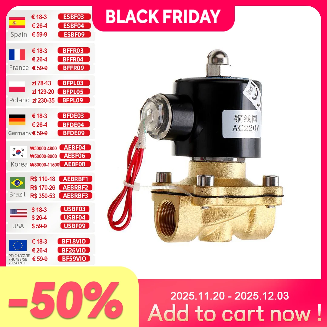 

ALLSOME 1/2 3/4 1 дюйм AC220V Электрический электромагнитный клапан Пневматический клапан для воды, воздуха, газа, латунный клапан, воздушные клапаны, прочный CJ010