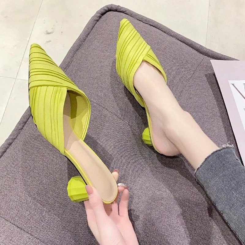 

ICCLEK 2023 High Heels Sandals Women Shoes Pointed Toe Female Slides Platform Pumps Fashion Mules Zapatillas Mujer