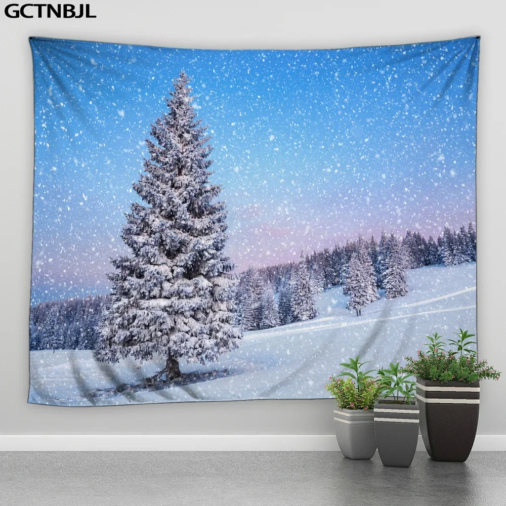 Мечтательный зимний фон для фотосъемки с изображением снега сосновых деревьев