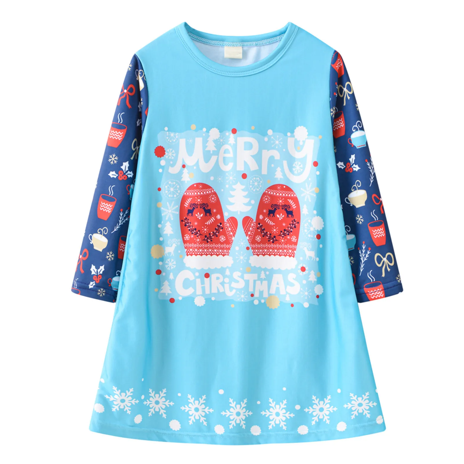 

Baby Girls Lonng Sleeve Casual Clothes Character Christmas Princess Dress Toddler Sun Dress