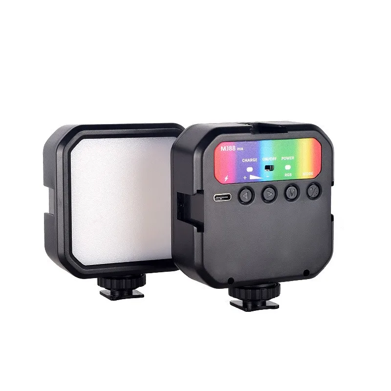 

RGB полноцветная светодиодная лампа для видеосъемки 3000K-7000K 2000 LM Мини заполняющая лампа с 3 холодными башмаками мАч для фотосъемки Vlog DSLR лампа ...