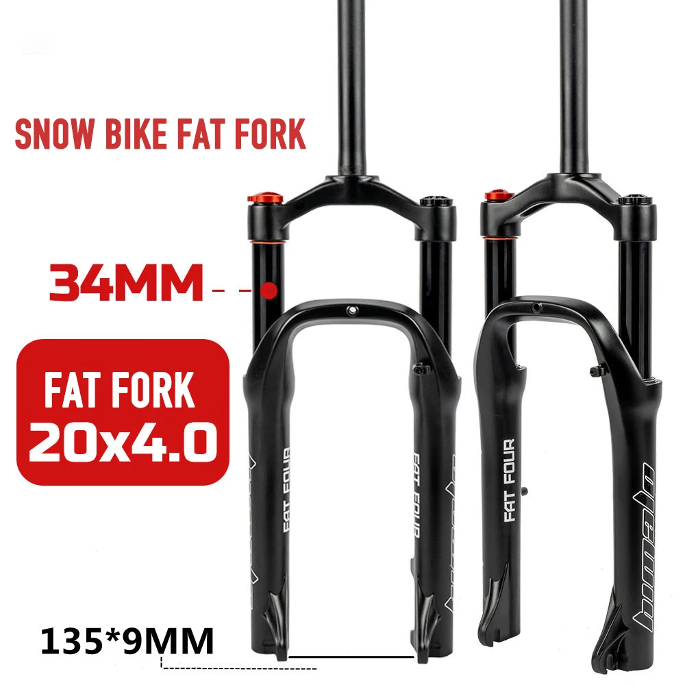 20 Inch MTB Mountain Bike Road Bike Fat Air Suspension Fork Shock Absorber Axle 135mm for Fatbike Beach Bike 4.0 Wide Tires