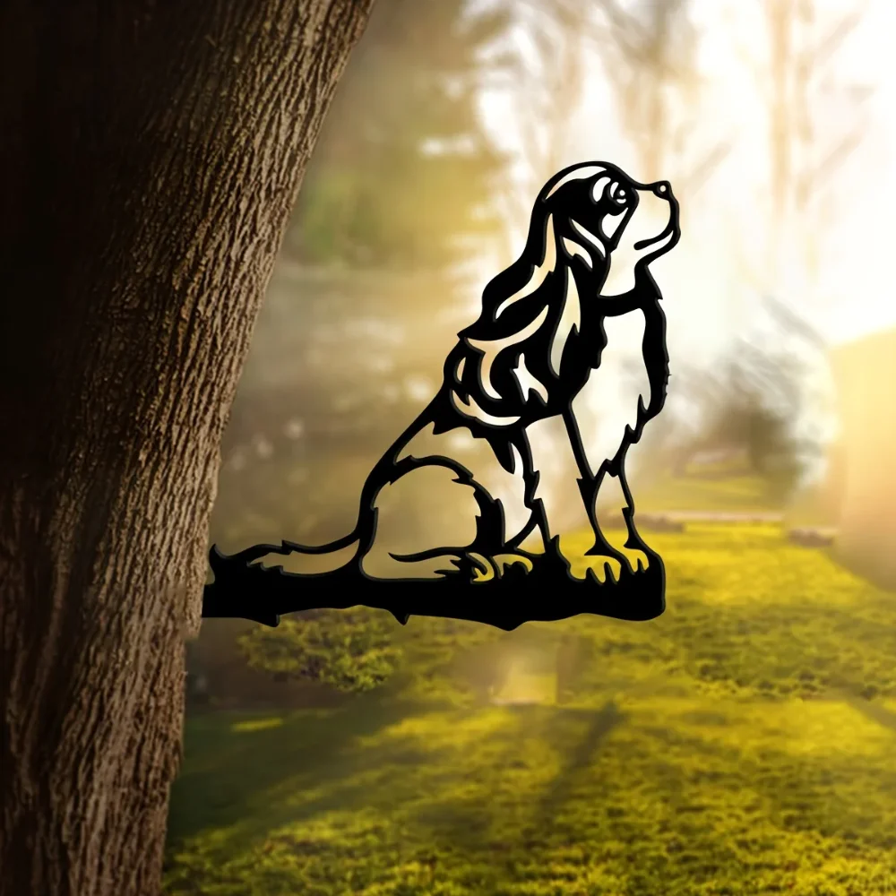 Металлический Силуэт Знак Собаки-спаниеля Декоративный Садовый Кол Деревенский