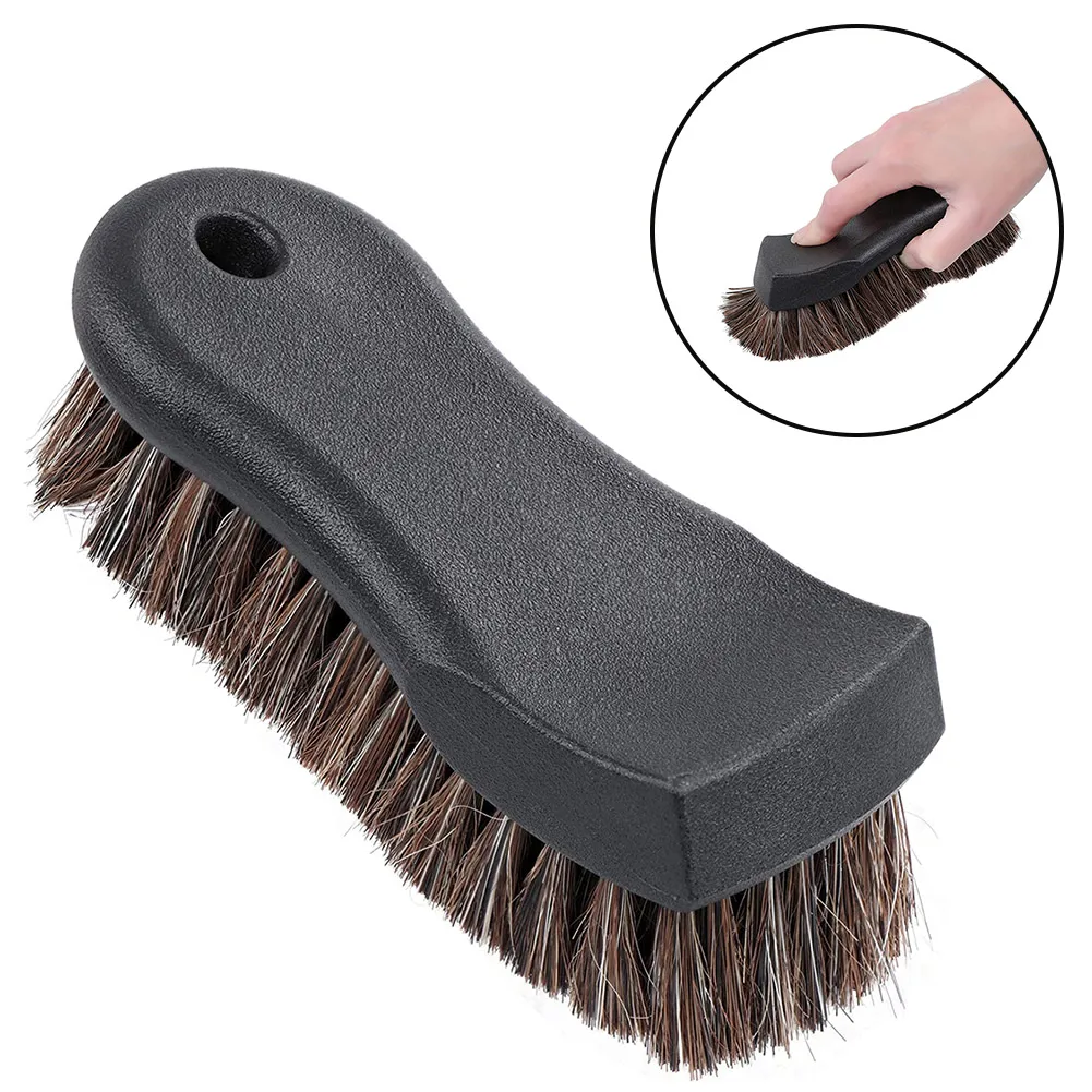 Car Polishing Brush Auto Wash Horsehair Leather Textile Cleaning Brush For Car Interior Furniture Cleaning Brush