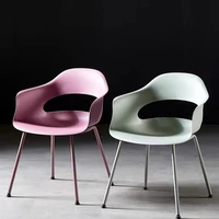 nordic light luxury dining chair modern simple cafe solid ironwork leisure home plastic talk back student desk life stool