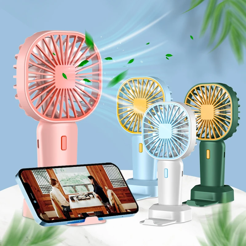 

Портативный карманный мини-вентилятор, ручные Охлаждающие вентиляторы для студентов, офиса, путешествий, с держателем для телефона, с USB-зар...