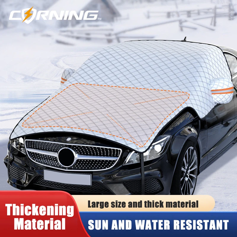 7-Layer Thicken Car Snow Cover Car Winter Windshield Hood Protection Cover Snowproof Anti-Frost Sunshade Protector For Sedan SUV