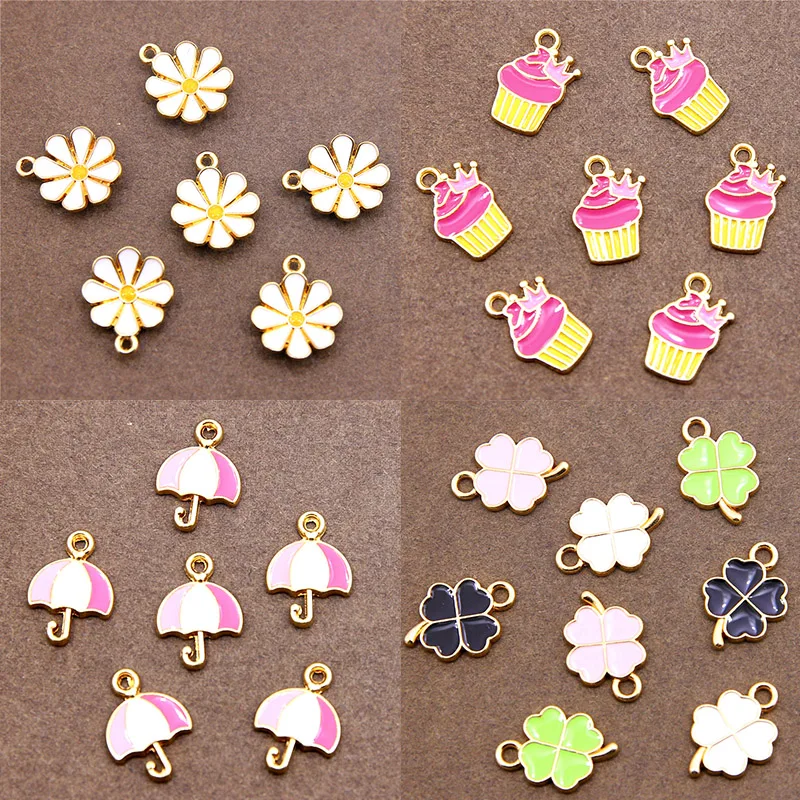 6 шт. эмалированная Маргаритка цветок кондитерский зонт подвеска для ювелирных
