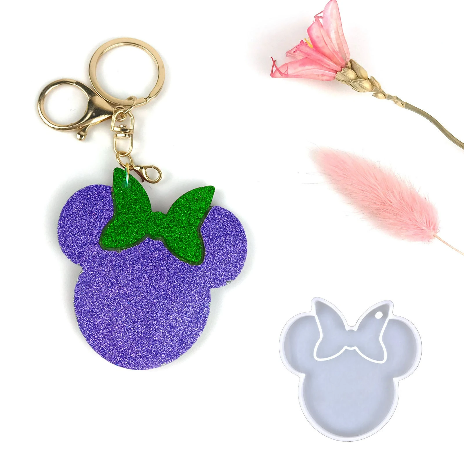 Mickey Keychain Epoxy Resin Mold Diy Mouse Keychain Minnie Key Pendant Decoration Silicone Mold