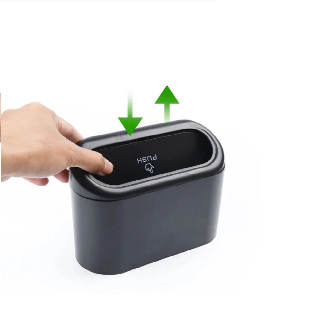 

Car Trash Bin Hanging Vehicle Garbage Dust Case Storage Box Abs Square Pressing Trash Can Auto Interior Accessories RYDGS01