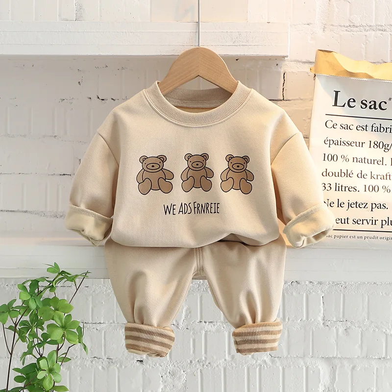 

2022 Spring Children Outfits Autumn Baby Boys Girls Clothing Sets Toddler Kids Sportswear Infant Cartoon Bear T Shirt Pants