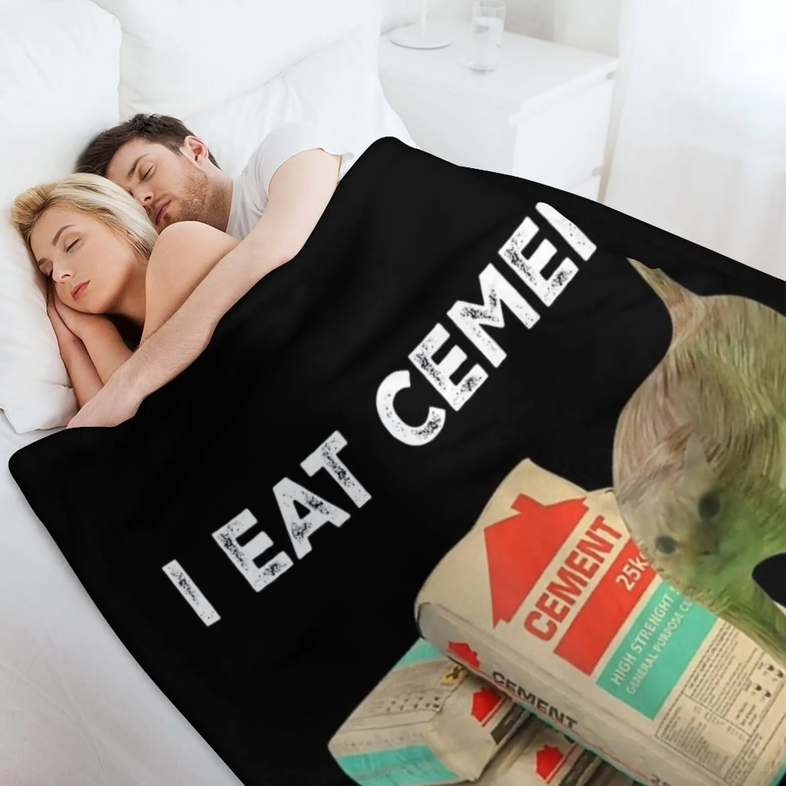 I Eat Cement Cursed Cat - Oddly Specific Dank Meme Плед Винтажное пляжное декоративное одеяло для