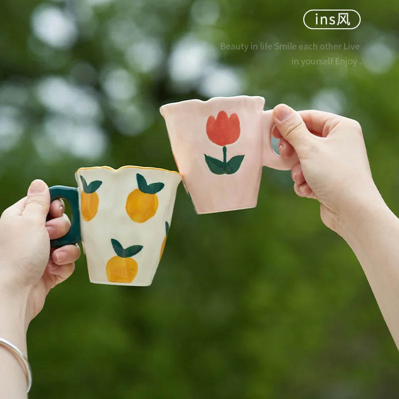

270ML Coffee Cup Tulip Cup Home Office Cup High-value Mug Design Sense Niche Water Cup Female Cute Girl Ceramic Cup