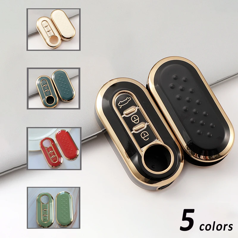 

3Buttons TPU Car Flip Key Case Cover For Fiat Ducato 500 500L Panda Grande Punto Lancia Musa Auto Shell Fob Keychain Accessories