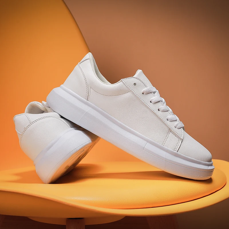 White Shoes Four Season Casual Classic Solid Color PU Leather Shoes Couple Breathable Loafers Young Students Flat Shoes Sneakers