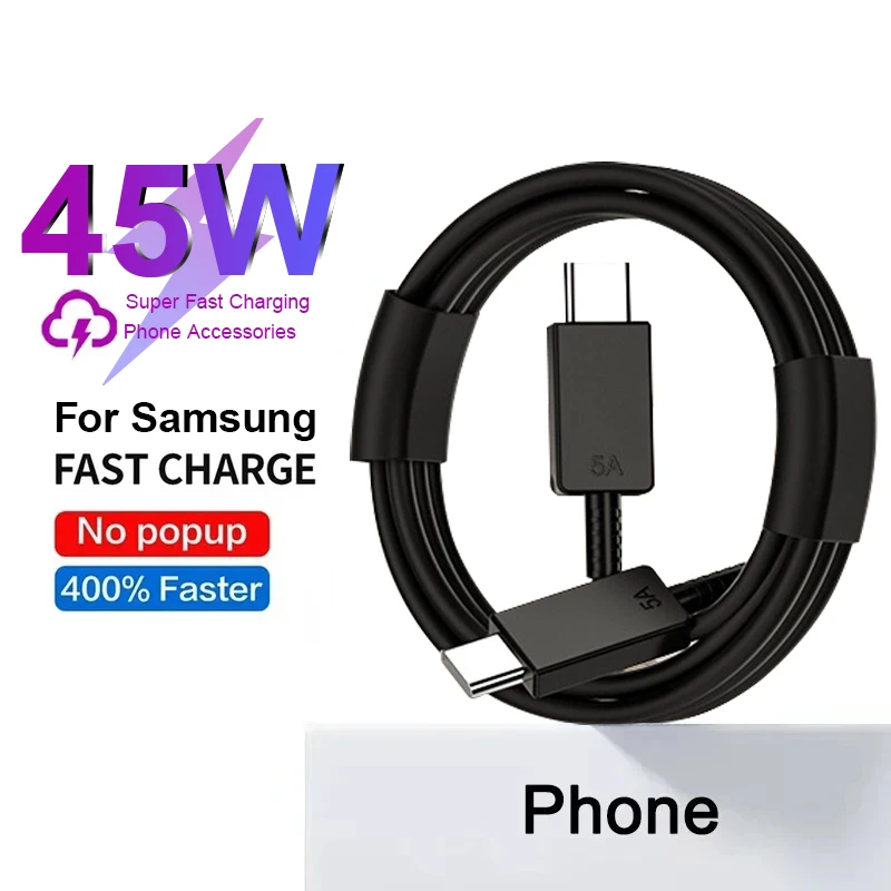 USB-кабель PD 45 Вт для Samsung Galaxy S24 S23 S22 S21 Ultra Note 10 20 A55 A53 A51 A52