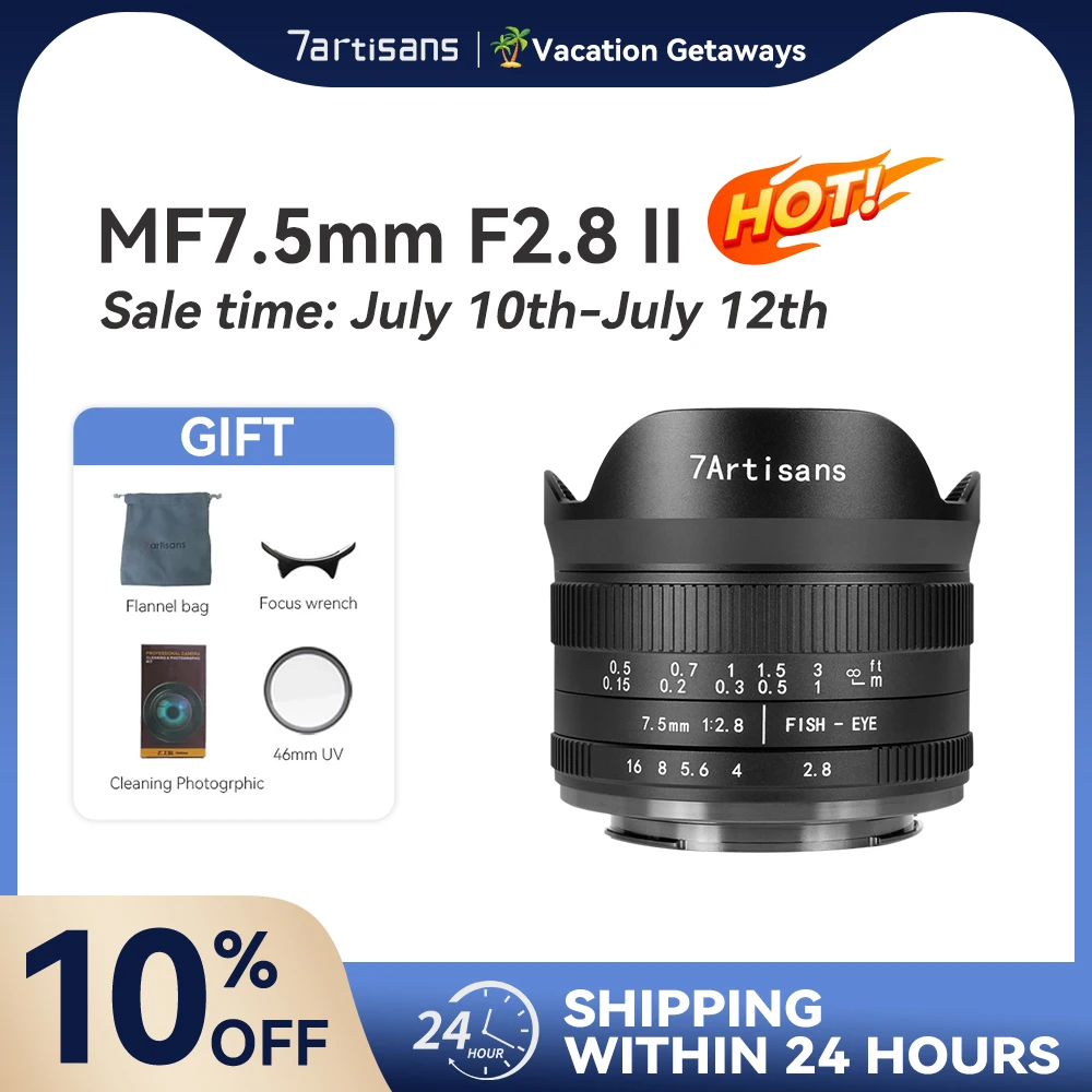 

7artisans 7 artisans 7.5mm F2.8 II Ultra Wide-Angle Fisheye Lens for Sony E Fuji XF Nikon Z Micro M4/3 Canon EOS-M Canon RFmount