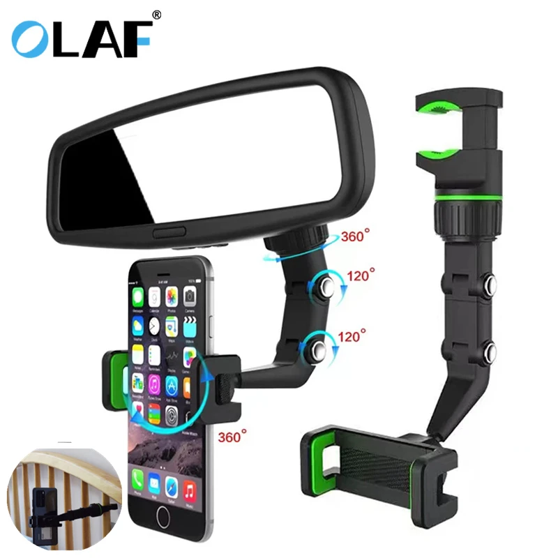 olaf multifunctional car phone holder smartphone stand car support 360 degree rotatable auto rearview mirror clip bracket free global shipping