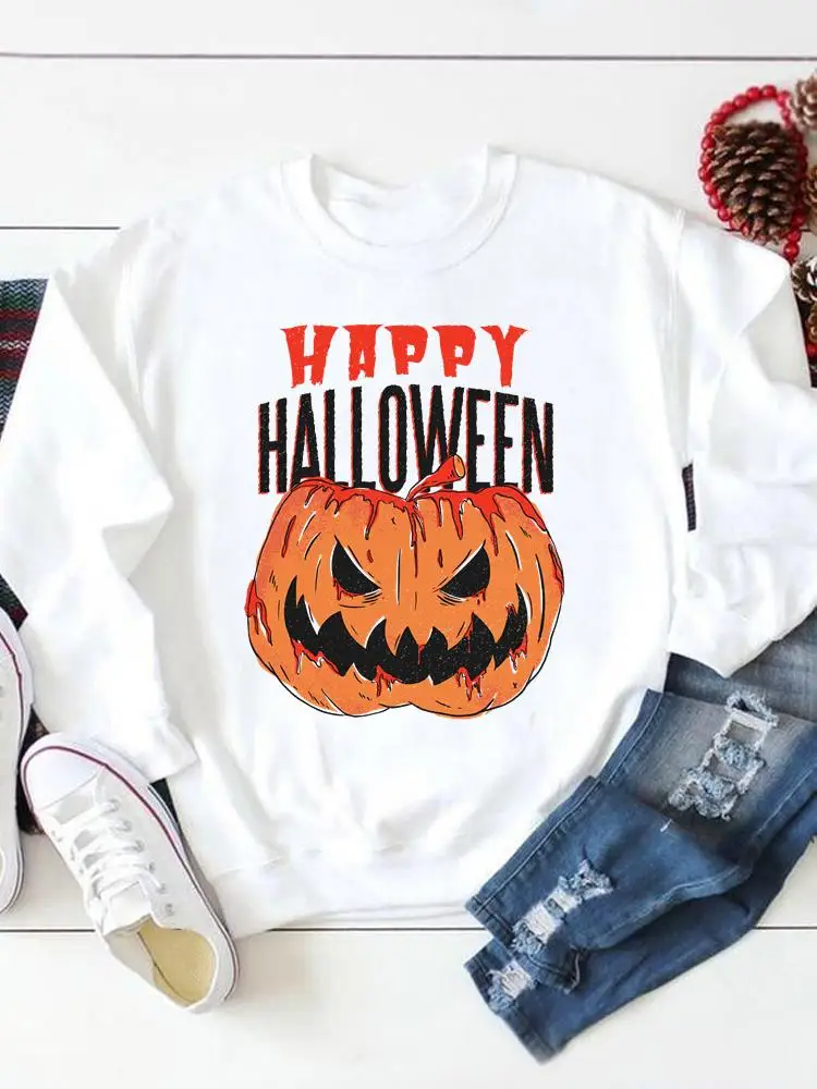 

Модные женские пуловеры с мультипликационным изображением тыквы в забавном стиле на День Благодарения, повседневные женские свитшоты с гр...