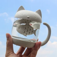 2022 new cat mug mug glass cat tea mug with fish tea infuser filter perfect birthday gift for cat lovers 300ml
