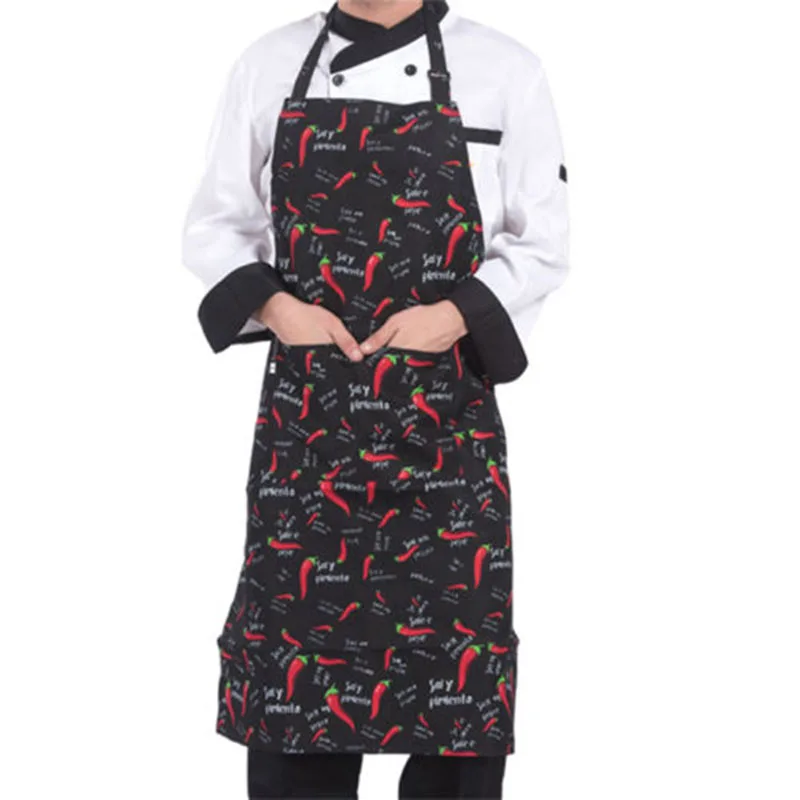 

Hot Men Adjustable Half-length Adult Black Stripe Bib Apron With 2 Pockets Chef Waiter Apron For Hotel Restaurant Kitchen Cook