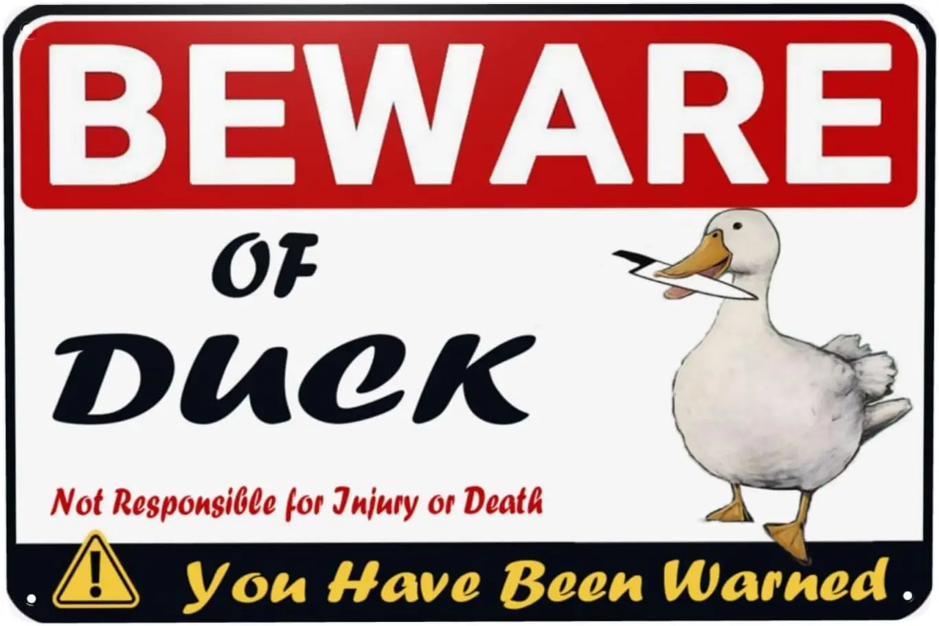 Bewre Of Duck Sgn for Decor ccessores Gft Lover Funny Metl Tn Outdoor ndoor Retro Vntge Wll rt Poste