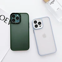luxury metal lens camera ring phone case for iphone 13 pro max 12 11 pro max transparent acrylic armor shockproof frosted cover