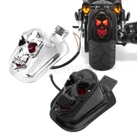 motorcycle black chrome skull rear brake running light license pate for harley honda yamaha kawasaki suzuki softail bobber