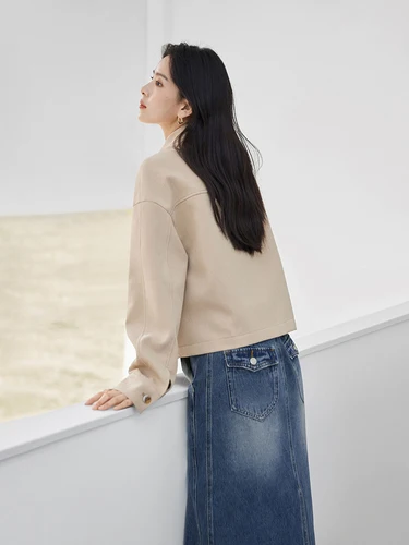 Женская короткая куртка с отложным воротником белый модный дизайнерский