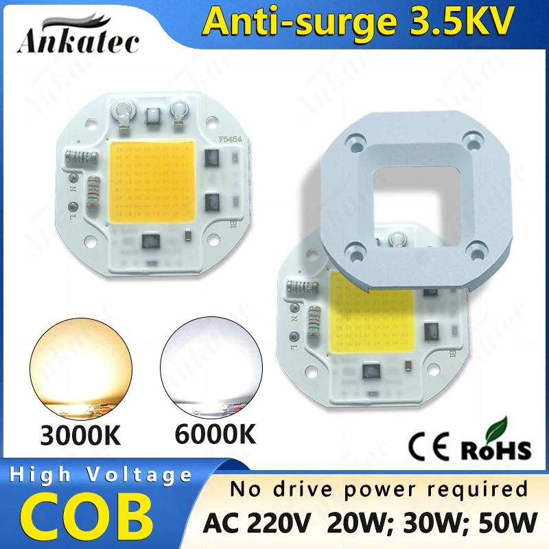 

AC110-220V высокомощная лампа с монолитным блоком микросхем, 20 Вт, 30 Вт, 50 Вт, холодный белый, теплый белый свет