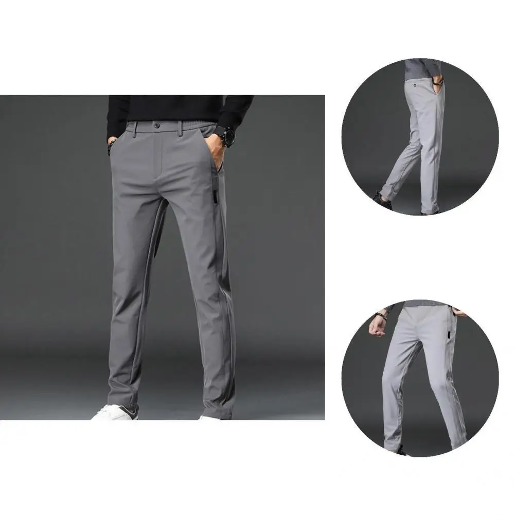 

Pencil Pants Simple Bottoms Pockets Pure Color Slim Pants for Travel Men Pants Men Trousers