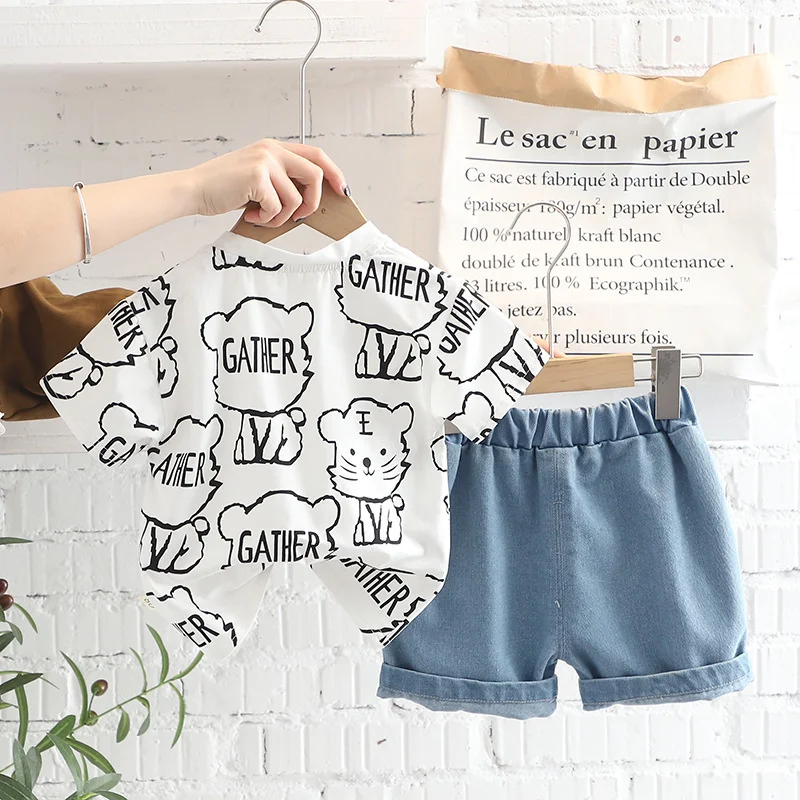 New Summer Baby Girls Clothes Suit Children Boys Casual Cartoon T-Shirt Shorts 2Pcs/Sets Toddler Fashion Costume Kids Tracksuits