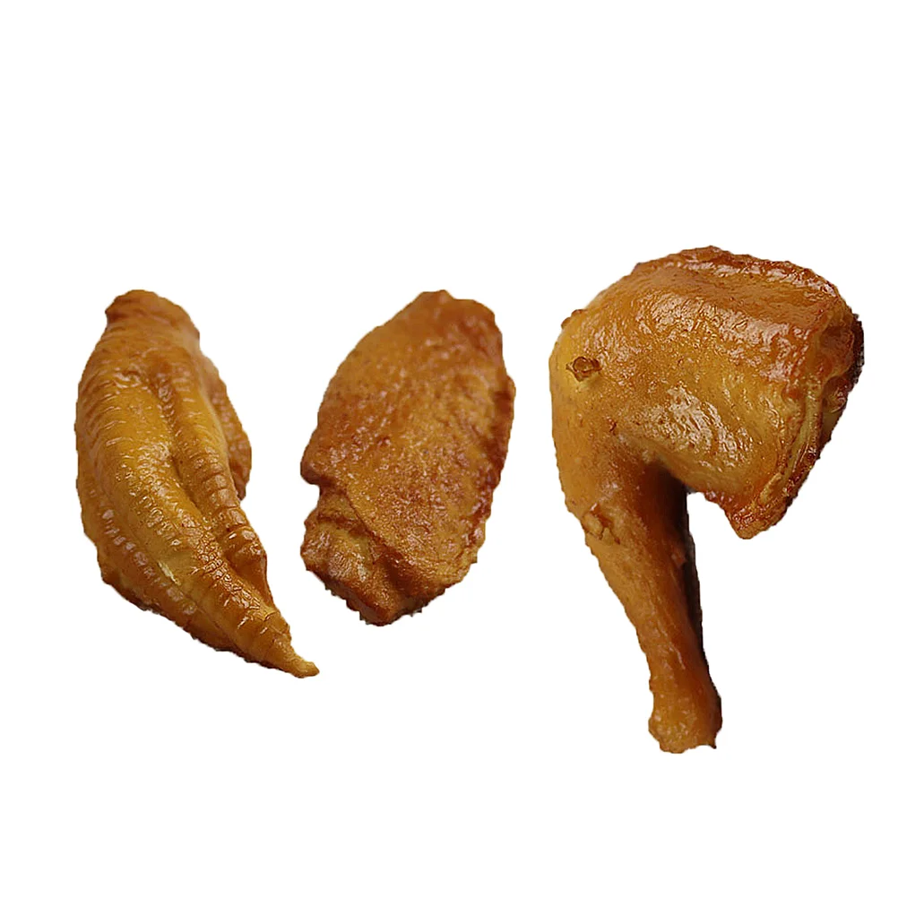 

3Pcs Simulation Food Decorative Food Model Drumstick Model Fake Chicken Feet Wing Middle Joint Model