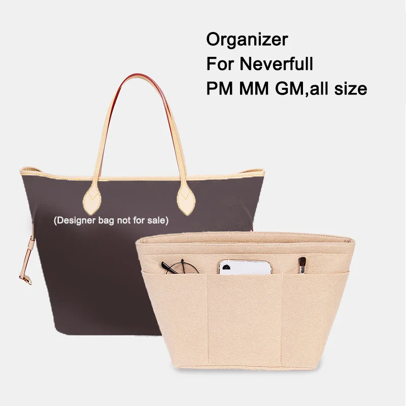 

Fan-shaped Travel Insert Bag Organizer For Neverfull PM MM GM , Top Zipper 12 Pockets , Handbag Make Up Inner Purse Tote Liner