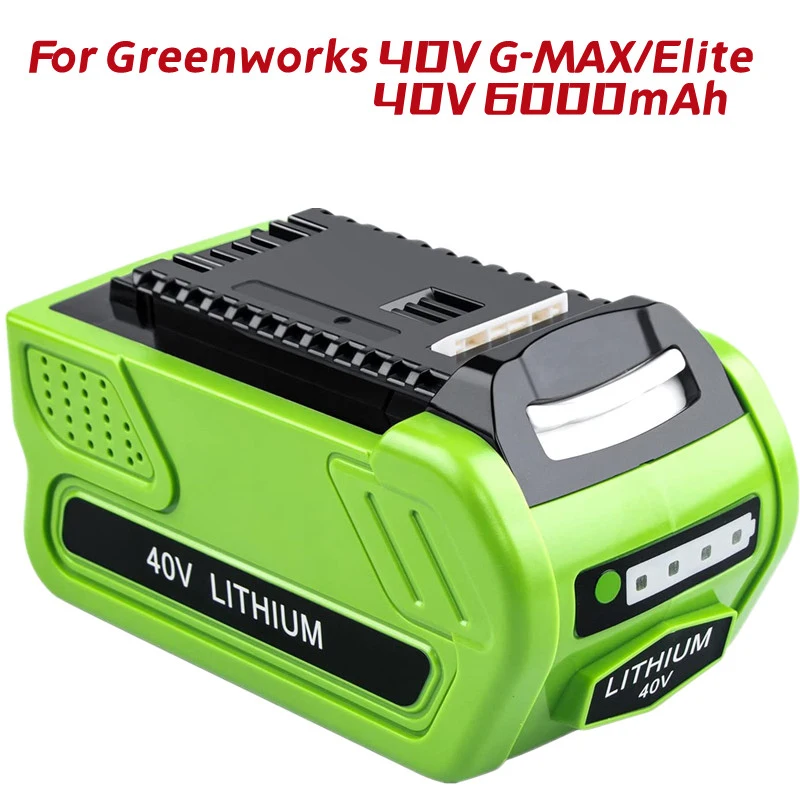 

40V 6Ah Rechargeable Li-ion Battery,for Compatible Greenworks 40V G-MAX/Elite Cordless Power Tools Replacement Lithium Battery