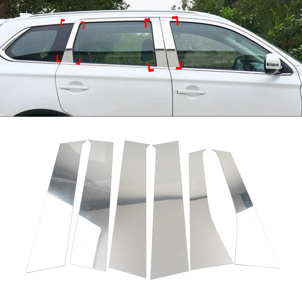 

6 шт./компл. накладка на окно автомобиля на стойку двери, окна, комплект для Mitsubishi Outlander 2013 2014 2015 2016 2017 2018 2019 2020 2021