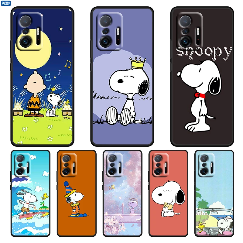 

Snoopy Cute Cartoon For Xiaomi 12 12X 11 11T 10T Mi 9T Ultra Pro Lite 5G TPU Soft Silicone Black Phone Case Cover Funda Coque