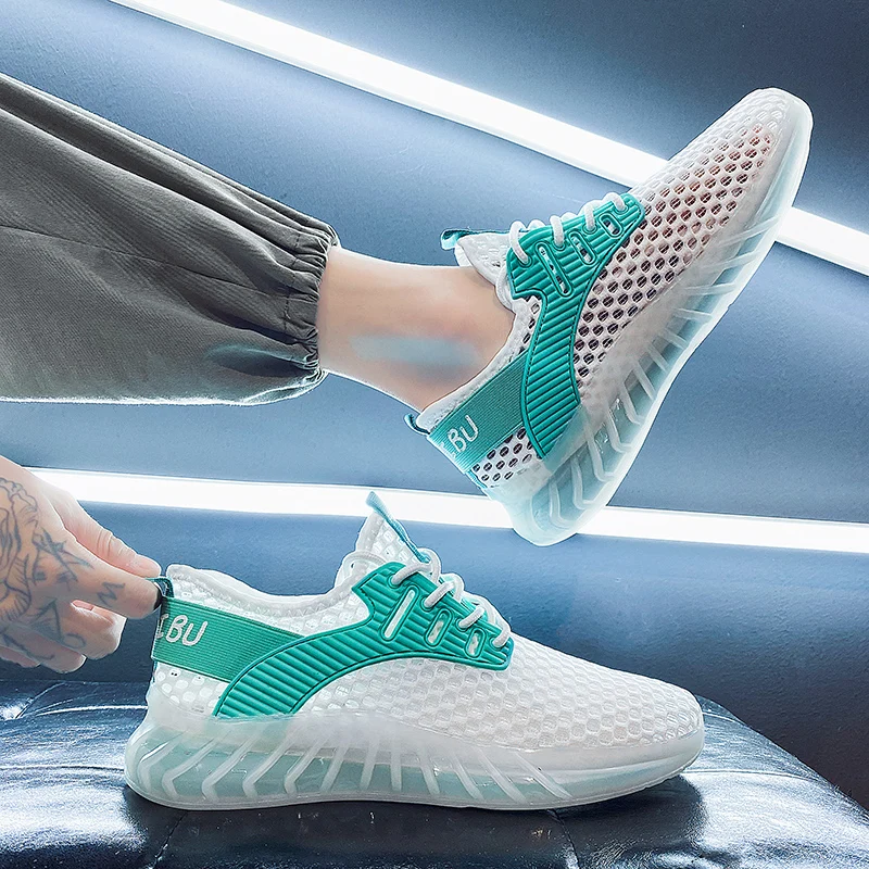 Mesh Running Shoes Men White Sports Shoes Breathable Comfortable Athletic Male Training Footwear